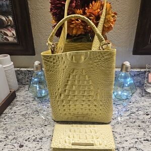 Brahmin Yellow Amelia Melbourne Croc Tote Medium Matching Wallet